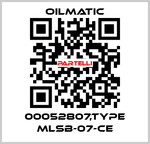 00052807,TYPE MLSB-07-CE OILMATIC