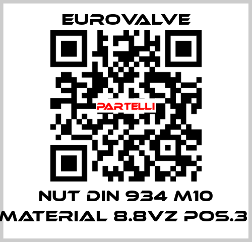 NUT DIN 934 M10 MATERIAL 8.8VZ POS.3  Eurovalve