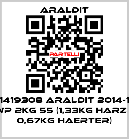 1419308 ARALDIT 2014-1 WP 2KG 55 (1,33KG HARZ + 0,67KG HAERTER) Araldit