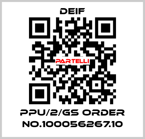 PPU/2/Gs ORDER No.100056267.10 Deif