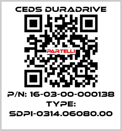 p/n: 16-03-00-000138 type: SDPI-0314.06080.00 Ceds Duradrive