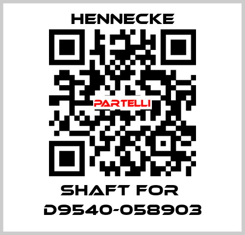 shaft for  D9540-058903 Hennecke