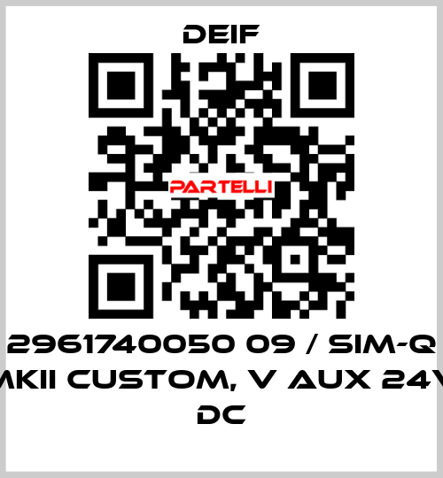 2961740050 09 / SIM-Q MKII CUSTOM, V aux 24V DC Deif