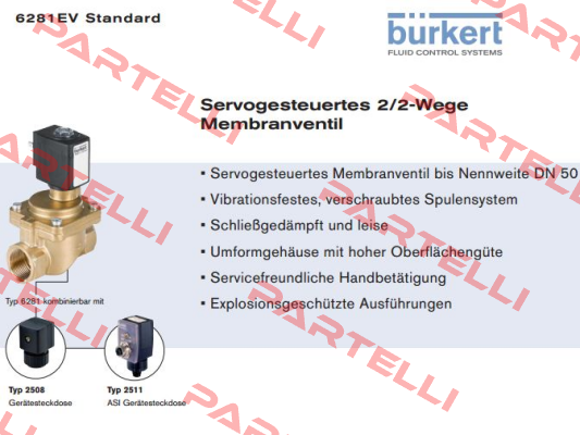 5281 A 25,0 NBR MS G1 PN0 replaced by 2/2-Wege Magnetventil Typ 6281  Burkert