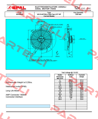 VA13-AP70/LL-63A D330 12V SPAL