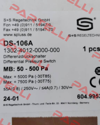 (1302-4012-0000-000) DS-106 A S+S REGELTECHNIK