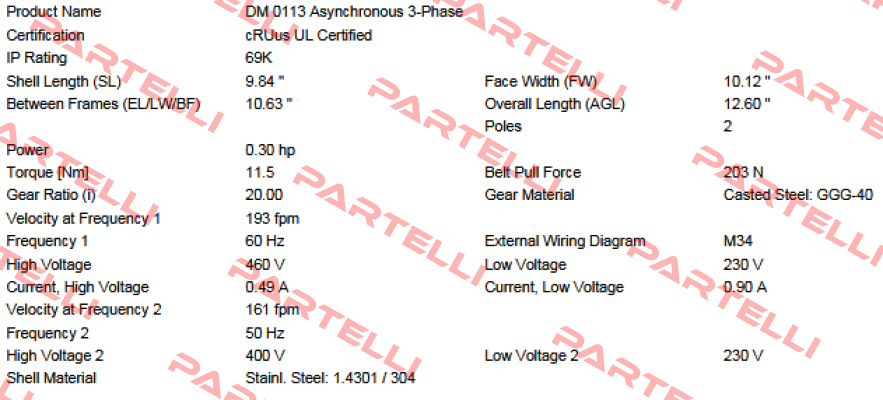 MI-DM0113 DM1133-AAC03E0U8FDJ-257mm Interroll