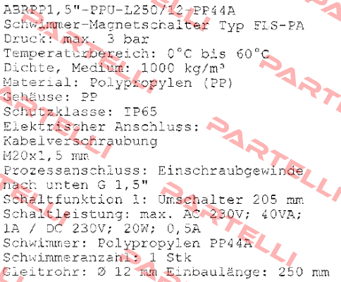 ABRPP1, 5"-PPU-L250/12-PP44A  Kübler