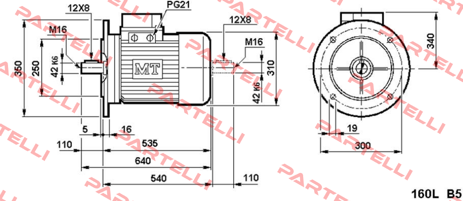 Typ DN 160 L-4/8 B3 Fimet