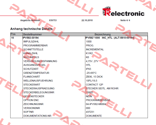 IPV582*1000 INC-HTL TR Electronic