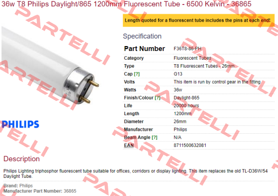 TL-D 36W/54-765 1SL/25 Philips