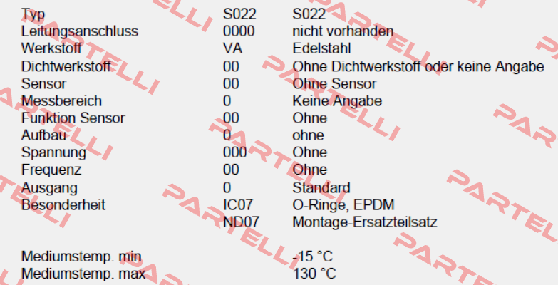 P/N: 00561233, Type: S022-0000-VA00-00-0-00-0-000/00-0 * IC07+ND07 Burkert