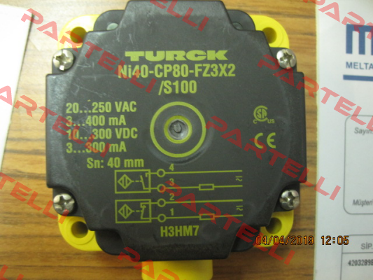 p/n: 13443, Type: NI40-CP80-FZ3X2/S100 Turck