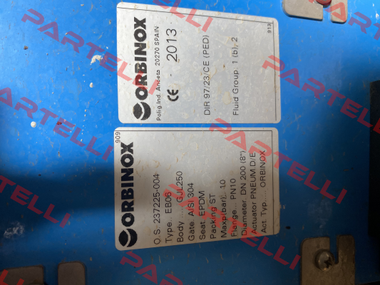 EPDM gasket for  EB06 (PN 10 DN 200) OS 237225-004 Orbinox