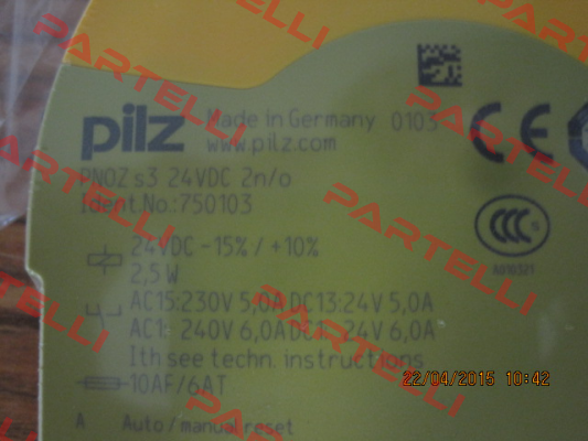 p/n: 750103, Type: PNOZ s3 24VDC 2 n/o Pilz