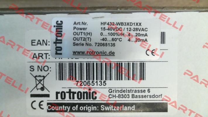 HF432- WB3XD1XX Rotronic