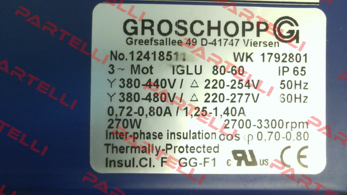 Type: IGLU 80-60 / IP65 Groschopp