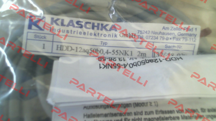 132658-020 / HDD-12aq50b0B0,4-55NK1 2m Klaschka