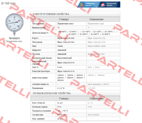 Ø160mm.0/+300°C 200mm  Pakkens