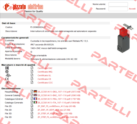 FS 2096D024-F Pizzato Elettrica