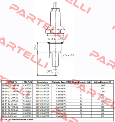 Type ZE 14-12-400 A1 Beru