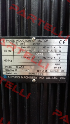 Motor for Type ACRK4-100/10, 2.2 kW, 100 L/min  A-Ryung