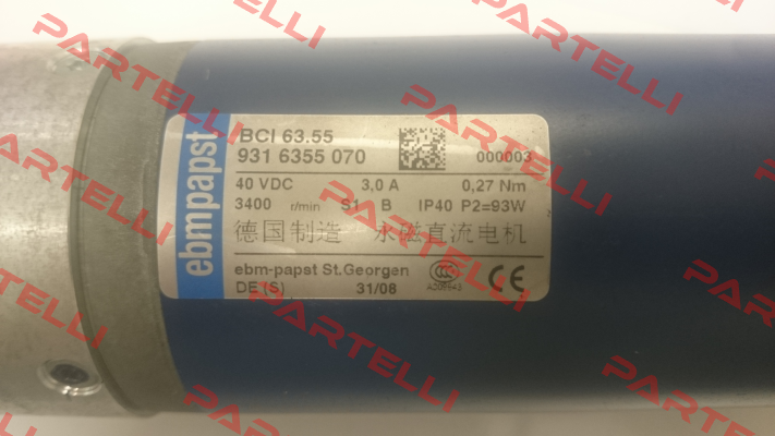 BCI 63.55  931 6355 070 40VDC OEM EBM Papst