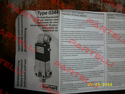 p/n: 00046087, Type: 0344 Burkert