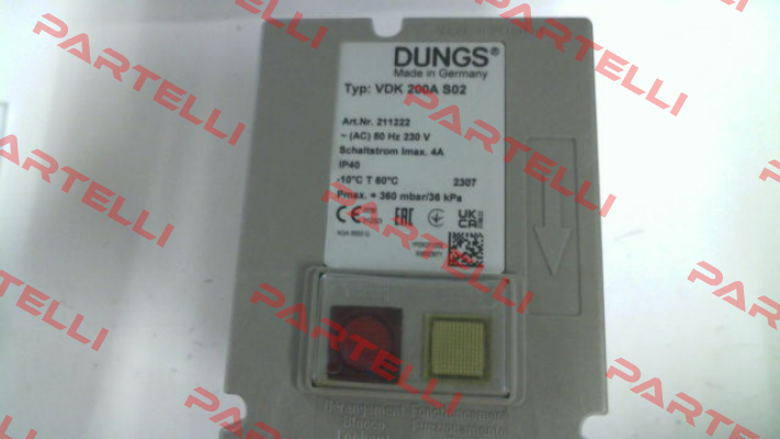 P/N: 211222, Type: VDK 200A S02 Dungs