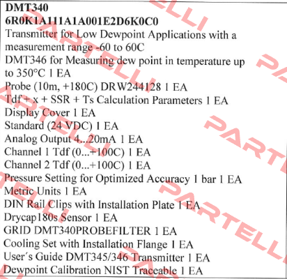 DMT340 6R0K1A111A1A001E2D6K0C0  Vaisala