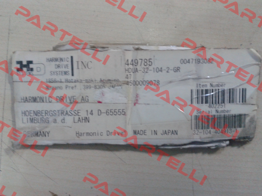 Item number: 402251 S/N: 32-104-404913-1  OEM!!  Harmonic Drive