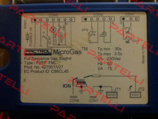 TYPE:P25F FML  PROD NO:427001/V27 Pactrol